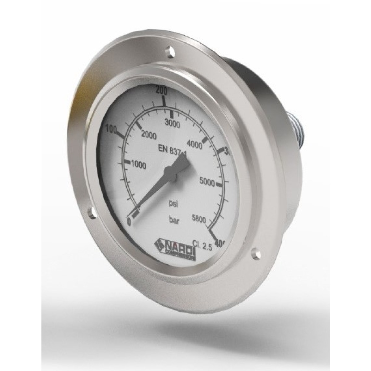 Hochdruck Manometer - 63 mm - 0-600 bar - 1/4 Zoll axial inkl Flansch - Glycerin